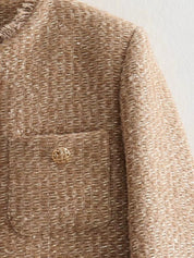 Dames Stijlvolle Trendy Parijs Style Boucle Jas met Gouden Knopen en Zakken | Balencia
