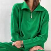 Dames Trendy Basic Trui met Kraag en Rits | Sevora