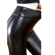 Dames Stijlvolle PU Leren Look Legging met Warme Fleecevoering | Alexa