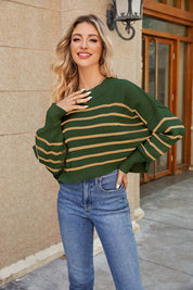 Dames Wijdvallende Trendy Basic Veelzijdige Gestreepte Gebreide Trui | Rosalie