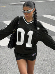 Dames Oversized Football T-shirt met Nummerprint | Sporty Streetstyle Statement | Glaudia