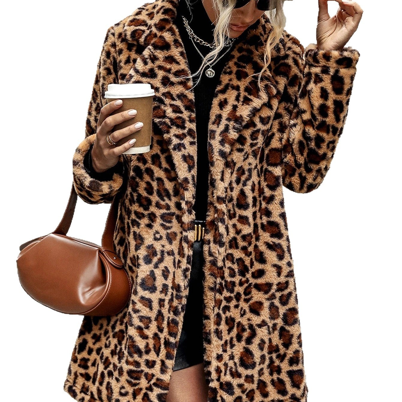 Dames Trendy Stijlvolle Leopard Print Faux Fur Jas | Belza