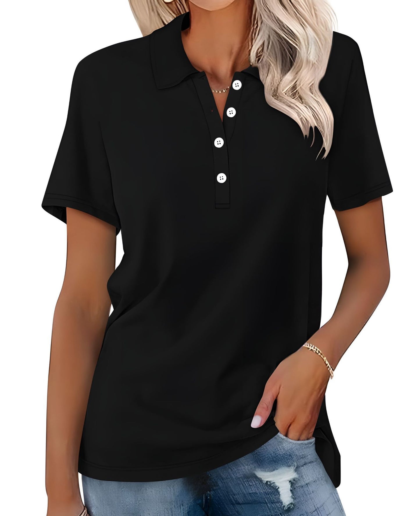 Dames Basic Veelzijdige Alledaagse Polo Top met Korte Mouwen | Tascha