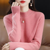 Dames Warme Trui met Halve Col en Geo Rib Patroon | Rory