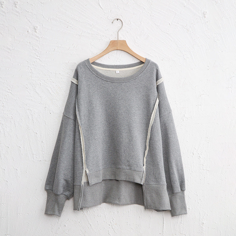 Dames Trendy Unieke Warme Stijlvolle Los Vallende Sweater met Raw Edge Details | Rewaria