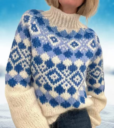 Dames Warme Trendy Coltrui met Noors Motief | Radna