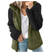 Dames Elegante Trendy Teddy Fleece Vest met Contrast Mouwen en Capuchon | Shantelle