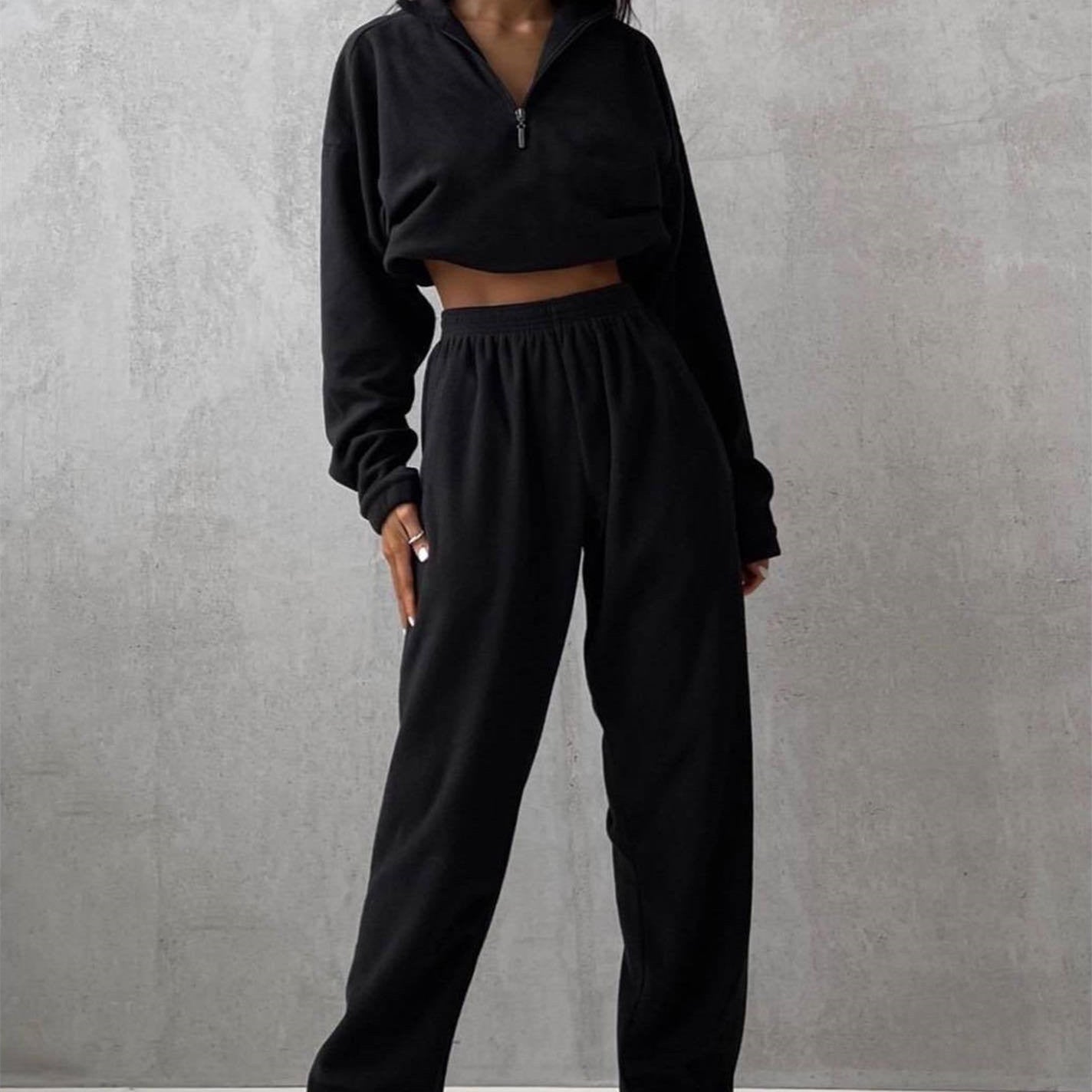 Dames Loungewear Joggingpak met Jogger en Sweater met Hoge Kraag en Rits | Doby