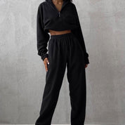 Dames Loungewear Joggingpak met Jogger en Sweater met Hoge Kraag en Rits | Doby