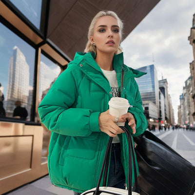 Dames Warme Gewatteerde Puffer Jas met Capuchon en Trendy Zak Details | Balora