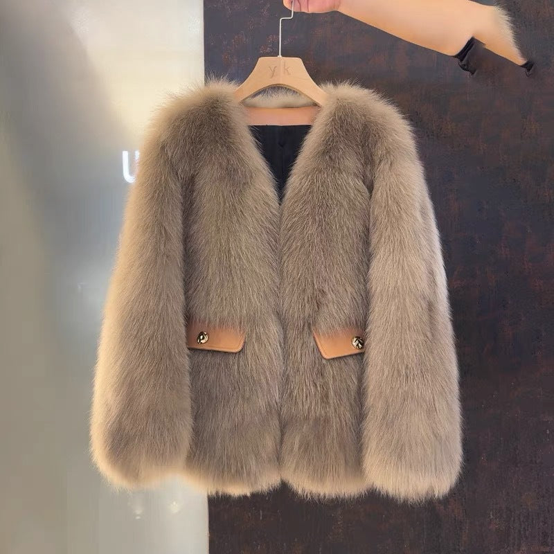Dames Elegante Trendy Luxe Faux Fur Jas met Zakken | Betania