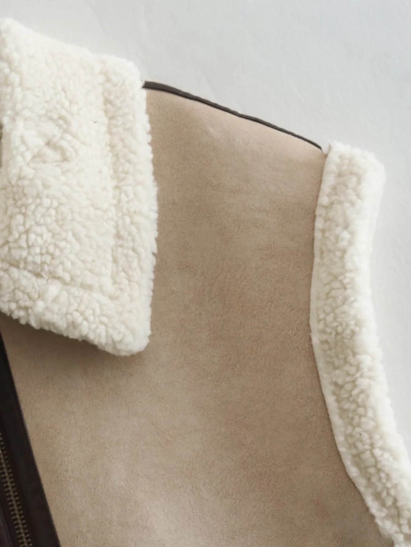 Dames Trendy Zachte Teddy Bodywarmer met Aviator Details | Blanesh