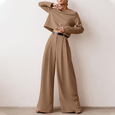 Dames Co-Ord Set met Wijde Broek en Lange Mouw Top | Devani