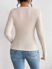 Dames Gebreide Rib Top met Geplooide Voorzijde | Tency