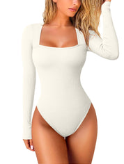 Dames Slimfit Trendy Geribde Dames Body met Vierkante Halslijn | Tayda