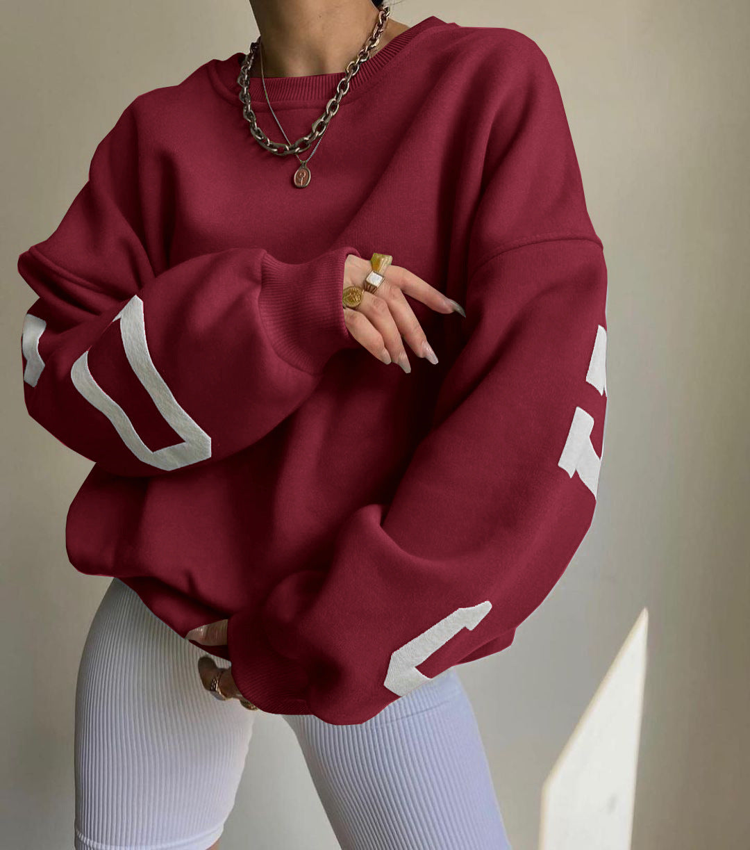 Dames Oversized Crewneck Sweater met Text Print | Selina
