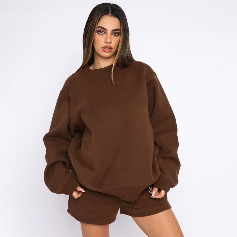 Dames Trendy Stijlvolle Comfy Tweedelige Sweater & Shorts Set | Dalaya
