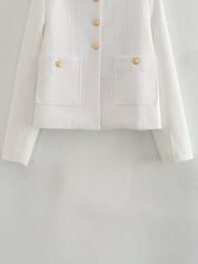 Dames Bouclé Jas met Gouden Knopen | Bessie