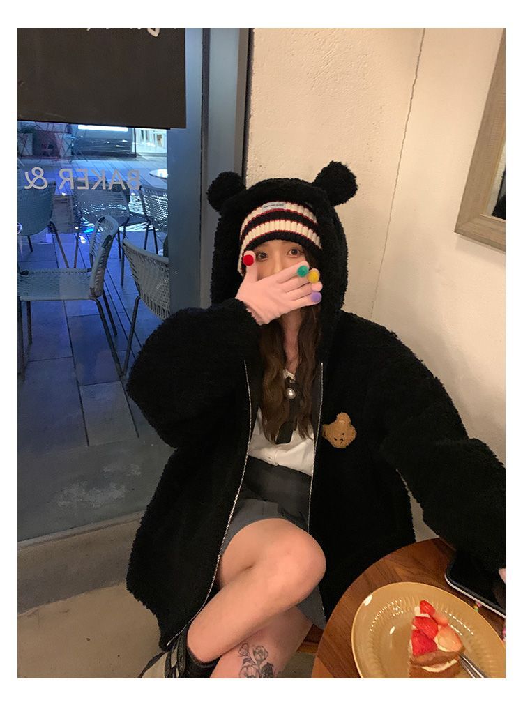 Dames Warme Trendy Teddy jas met berenoren | Boise