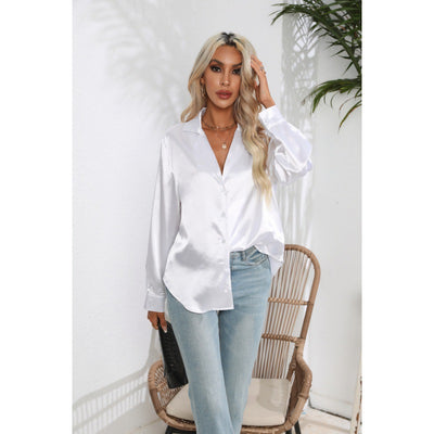Dames Elegante Satijn Look Blouse | Harper