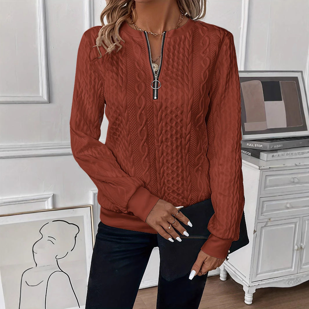 Dames Kabel Structuur Sweater Top met Rits | Simone