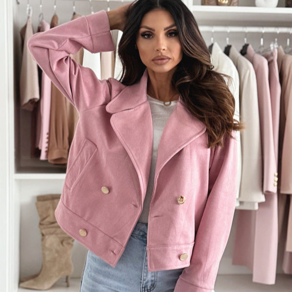 Dames Stijlvolle Korte Jas met Knopen | Basira