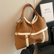 Dames Winter Shopper van Suède met Teddy Details | Langy
