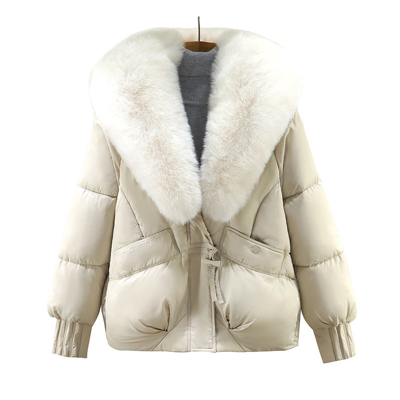 Dames Luxe Koreaanse Style Winterjas met Grote Imitatiebontkraag | Bousson