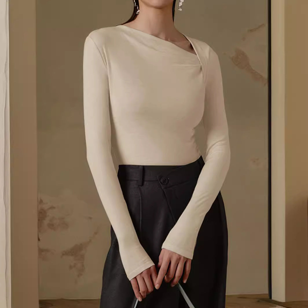 Dames Asymmetrische Top met Lange Mouwen – Elegante Shirt Top | Thyana