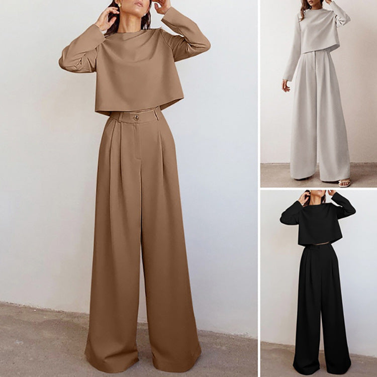 Dames Co-Ord Set met Wijde Broek en Lange Mouw Top | Devani
