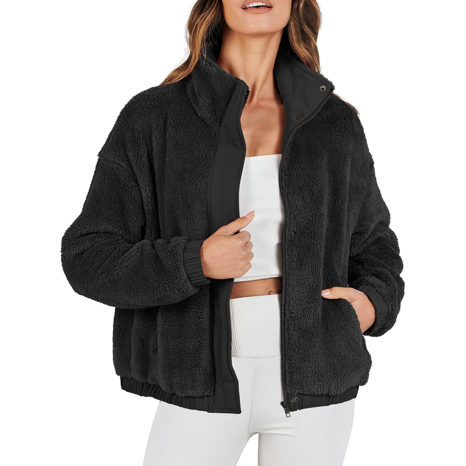 Dames Elegante Zachte Warme Trendy Teddy Bomber Jas | Bosida