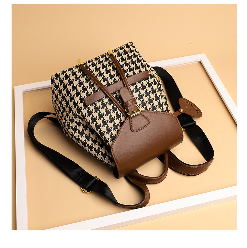 Dames Trendy Veelzijdige Rugzak met Houndstooth Patroon | Lupa