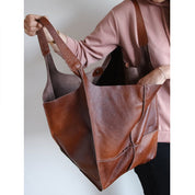 Dames Oversized Faux Leren Vintage Schoudertas | Lara