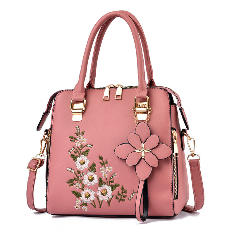 Dames Trendy Handtas met Bloem Borduursel | Leana