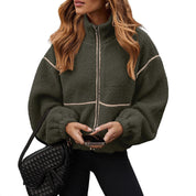 Dames Moderne Modieuze Teddy Fleece Jas met Opstaande Kraag en Rits | Benicia