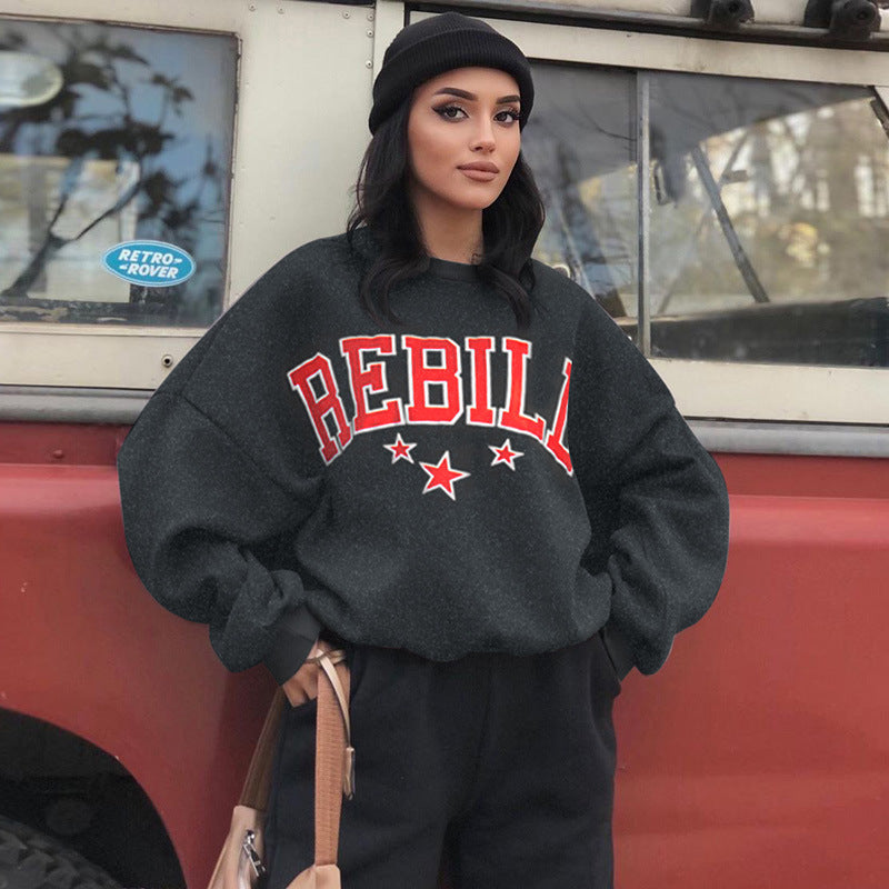 Dames Casual Crewneck met Text Print | Sarina