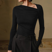 Dames Asymmetrische Top met Lange Mouwen – Elegante Shirt Top | Thyana