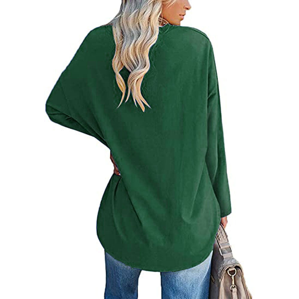 Dames Casual Oversized T-shirt met V-hals en Lange Mouwen | Toba