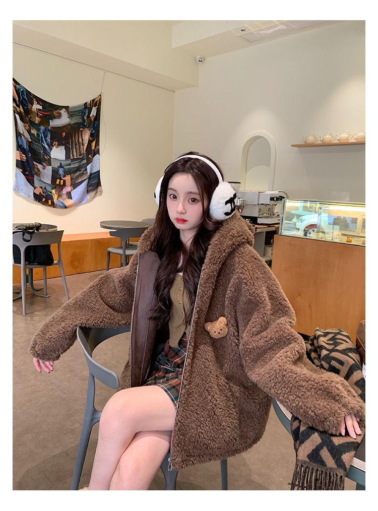 Dames Warme Trendy Teddy jas met berenoren | Boise