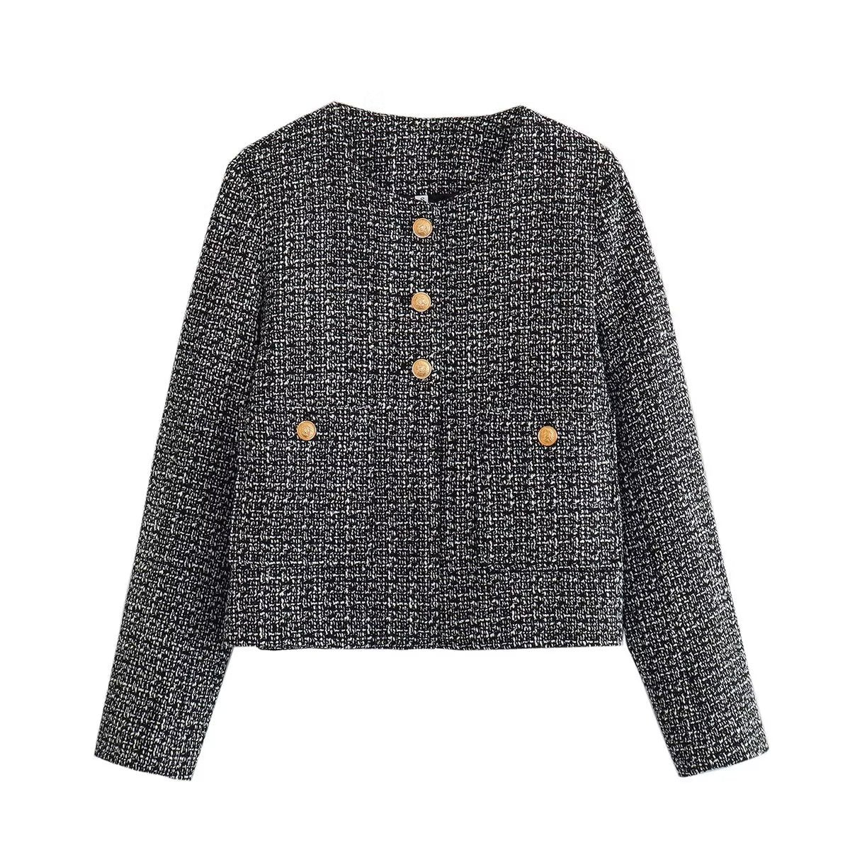 Dames Bouclé Jas met Gouden Knopen | Bessie