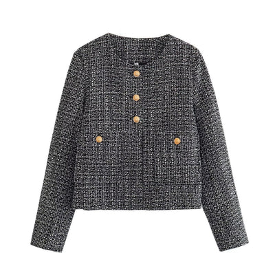 Dames Bouclé Jas met Gouden Knopen | Bessie