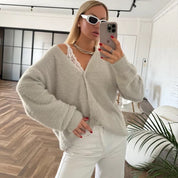 Dames Warm Gebreide Zachte Tijdloze Elegante V-hals Vest | Richana