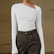 Dames Asymmetrische Top met Lange Mouwen – Elegante Shirt Top | Thyana