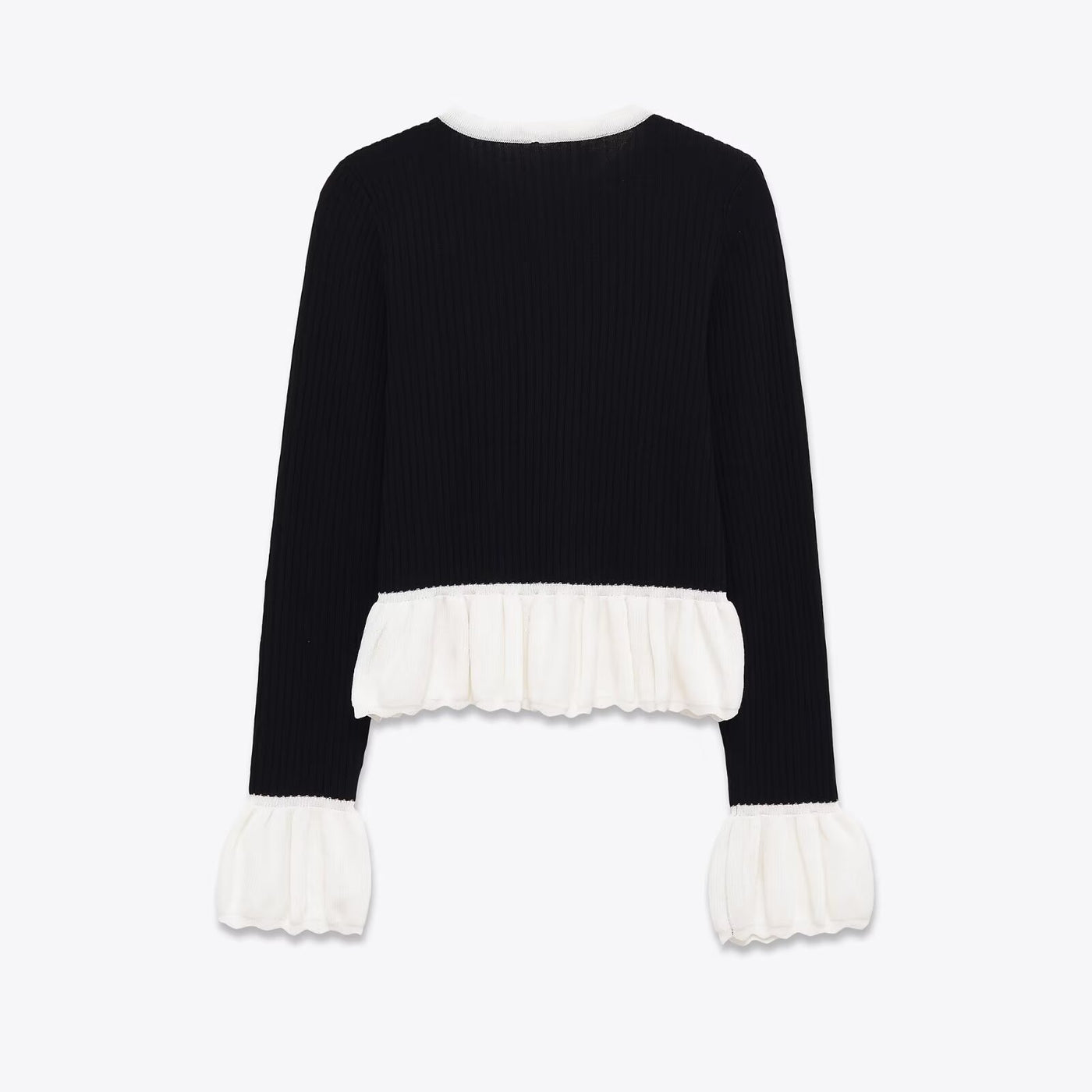 Dames Elegante Luxe Parijs Look Gebreid Vest met Volant Details en knopen | Racky