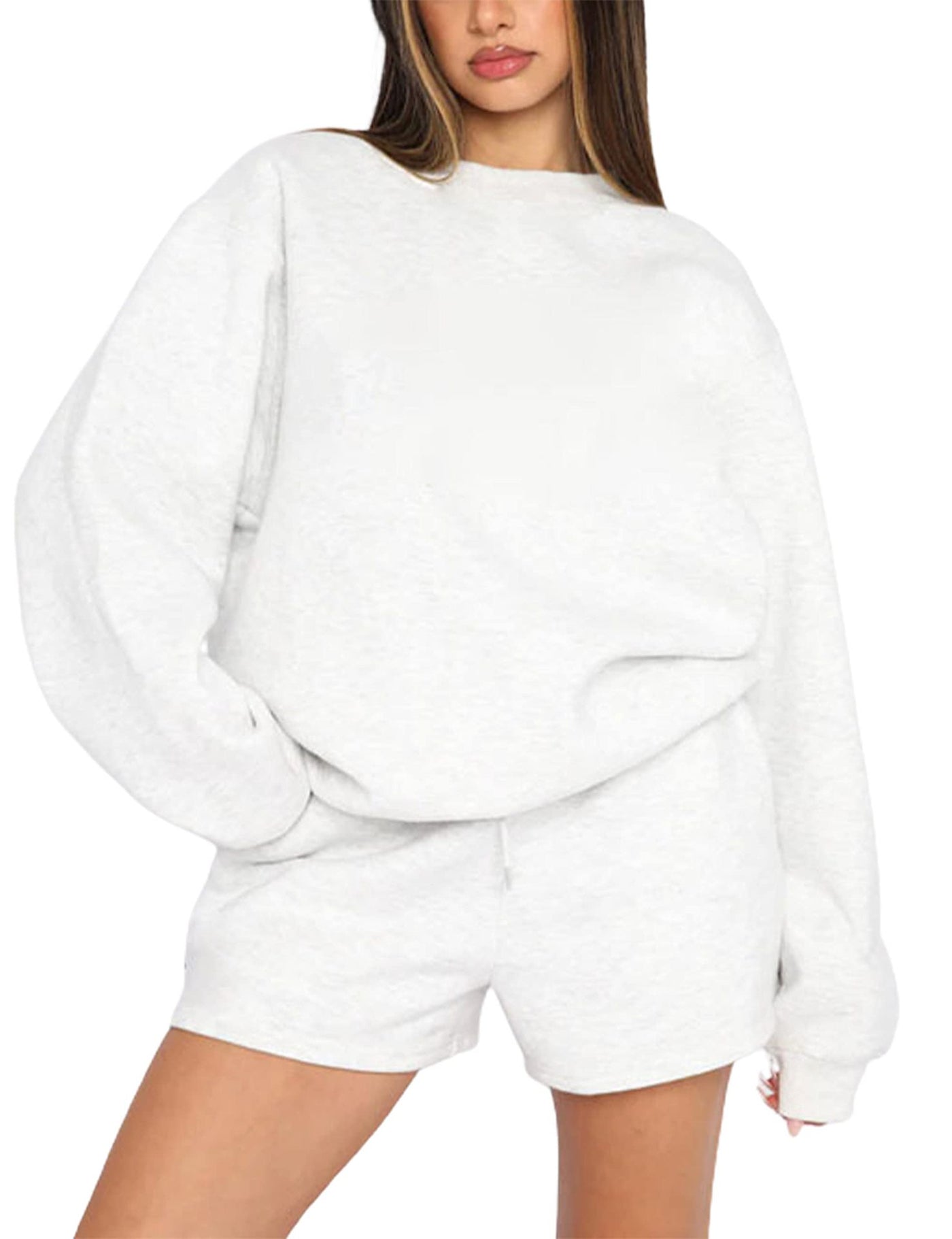 Dames Trendy Stijlvolle Comfy Tweedelige Sweater & Shorts Set | Dalaya