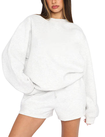 Dames Trendy Stijlvolle Comfy Tweedelige Sweater & Shorts Set | Dalaya