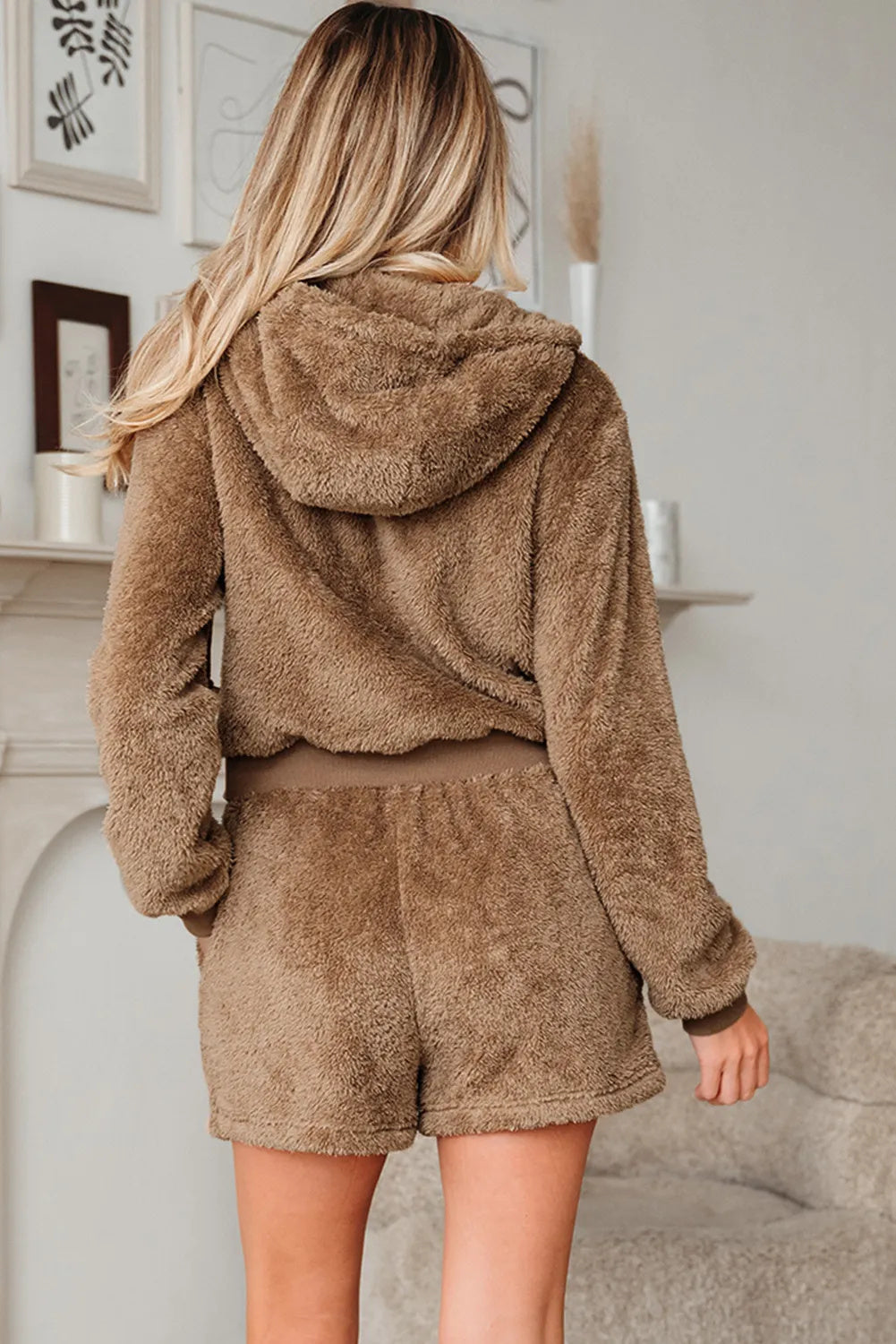 Dames Warme Teddy Loungewear Set met Hoodie en Shorts | Dana