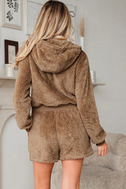 Dames Warme Teddy Loungewear Set met Hoodie en Shorts | Dana