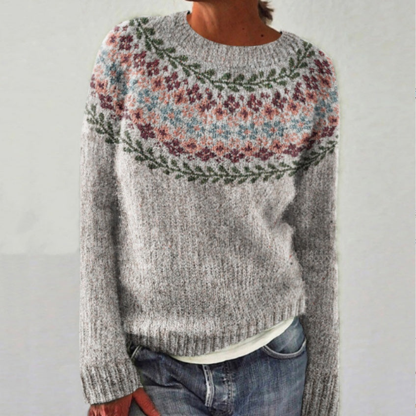 Dames Trui met Bloemen en Nordic Motief | Rochana