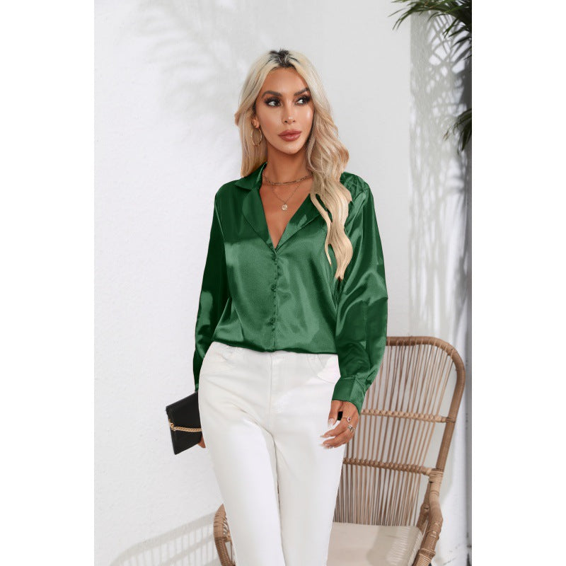 Dames Elegante Satijn Look Blouse | Harper